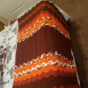 Fall Colors  Handmade Knit Throw Blanket